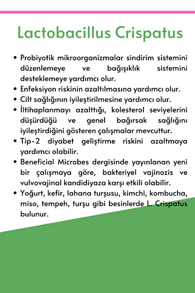 Microbiome Lactobacillus Crispatus 30 Kapsül Probiyotik Probiotic