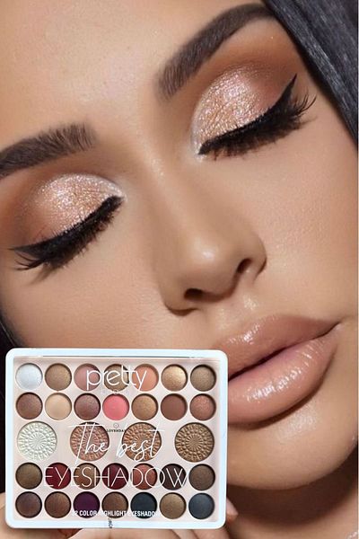 Lovendas 32 Color Highlighter Premium Eyeshadow High Pigmentation Velvety Texture Earth Tones