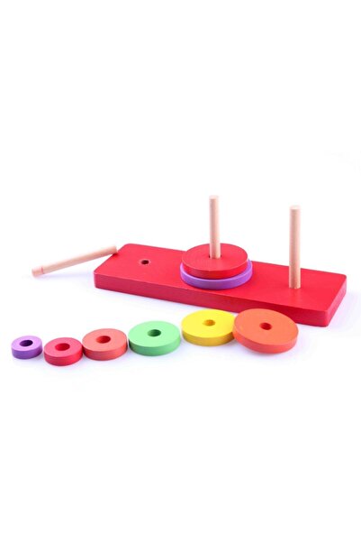 Wooden Toys Duyu Atölyesi Renkli Ahşap Küçük Hanoi Kuleleri Oyunu