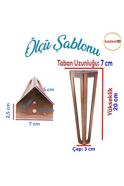 Badem10 Ovit Metal Antic Cupru 20cm Mobilier Fotoliu Canapea Consolă Unitate TV Riser Picior Picioare 4Buc