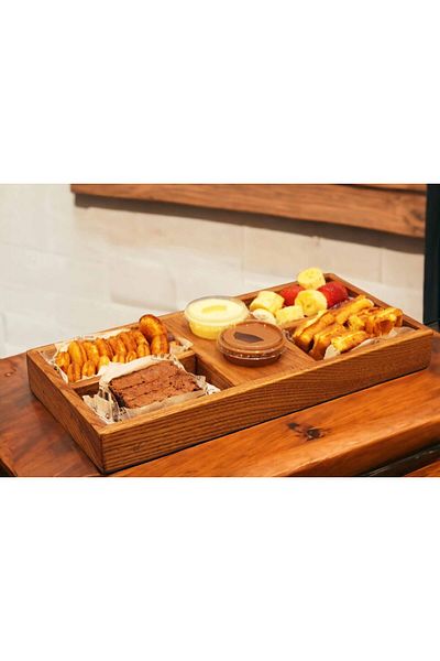 Davi Ahşap Wooden Love Box - 4 Compartment Presentation Plate