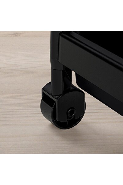 Mutfak Köşesi Rectangular 4 Tiers Shelving Unit with Wheels Black Bathroom Kitchen Organizer Organizer Shelf