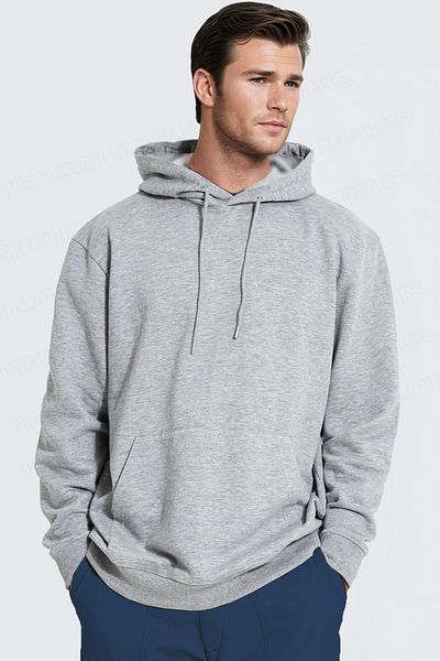 Millionaire Ανδρικό φούτερ με κουκούλα σε γκρι Oversize - Loose Cut με 3 νήματα Raster