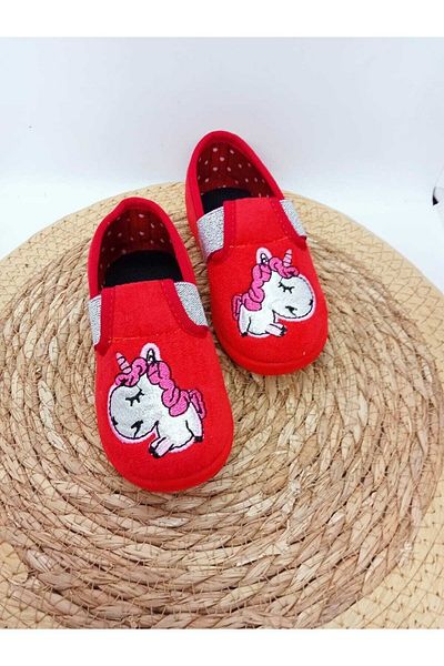 AkınalBella Akınal Belle Girl's Non-Slip Sole Red Home Shoes