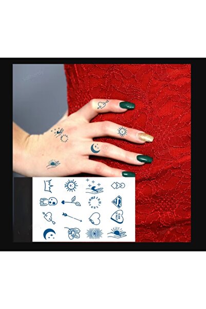 HelloBeautiful Tatto Su Geçirmez Geçici Dövme Parmak Dövmeler  11 cm* 7.8 cm