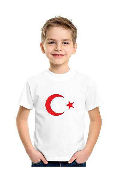 FAMEL Παιδικό μπλουζάκι Unisex - Με στάμπα του Τουρκικής Σημαίας, Φεγγάρι και...