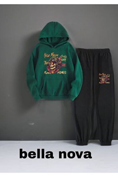 bellanova - بدلة رياضية بغطاء للرأس ومطبوعة بثلاثة خيوط