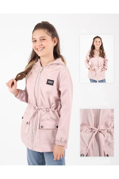 Pafim 4-13 Years Ribbed Hooded Seasonal Girl's Raincoat