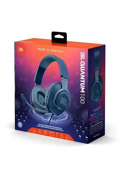 JBL سماعة رأس للألعاب Quantum 100 باللون الأزرق (ضمان JBL Türkiye)