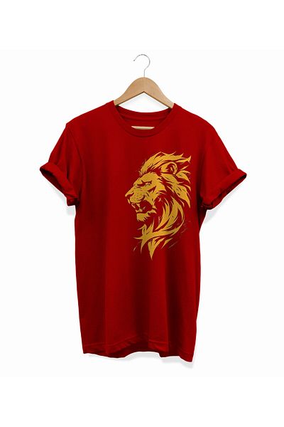 remonz Βαμβακερό μπλουζάκι με στάμπα Lion - Crew Neck, Large Size