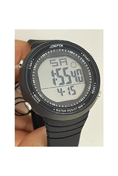 Joefox Digital Silikon Kayışlı Su Geçirmez Unisex Kol Saati Siyah