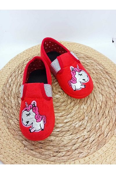 AkınalBella Akınal Belle Girl's Non-Slip Sole Red Home Shoes