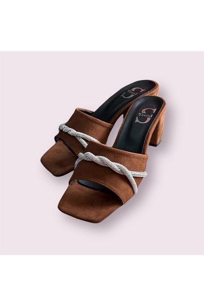 Serra Trend Women - Παντόφλες με τακούνι σε καφέ χρώμα πέτρας