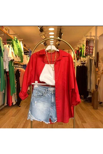 HC Boutique Голяма ленена риза - голям единичен джоб, нов модел