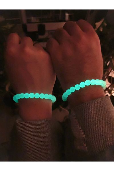 hbtasarim Glow in the Dark Phosphorescent Cat's Eye Lover Friendship Bracelet 2 Pieces