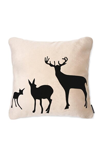 Ju Yaratıcı Tasarım Throw Pillow Pillow Cover Deer Family Cream