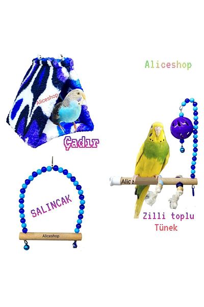 aliceshop 3-Piece Budgie and Size Bird Toy Set