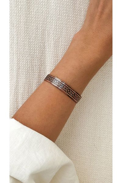Miray hediyelik Ethnic Patterned Copper Bracelet