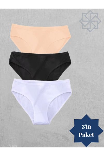 Adeniz Bikini pentru femei din bumbac Lycra - Chiloți slip, pachet de 3, culori mixte