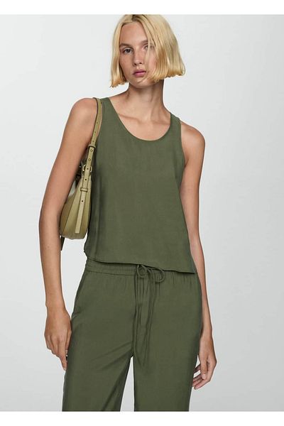 MANGO Woman Pantaloni modal cu croială dreaptă