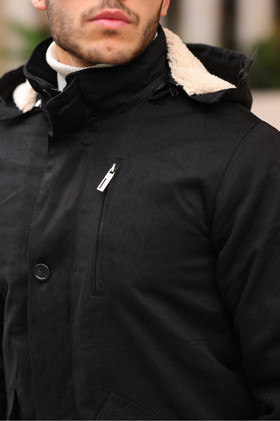 Bossago Студоустойчива черна мъжка парка с косъм отвътре