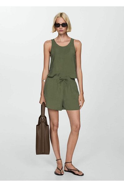 MANGO Woman Pantaloni scurți modal cu detaliu de cravată