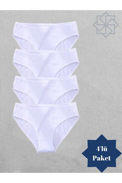 Adeniz Γυναικείο μπικίνι White Cotton Lycra - Slip Panties, 4 Pack