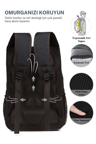 AVCA Unisex Black Water Resistant Adjustable Shoulder Strap Canvas Fabric Daily School & Travel Backpack