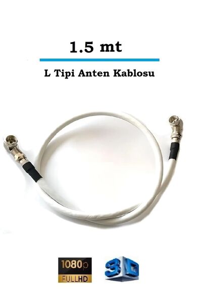 Vwin 1.5 Metre L Tipi F Konnektörlü 90 Derece Hazır Anten Uydu Kablosu, “Tak ...