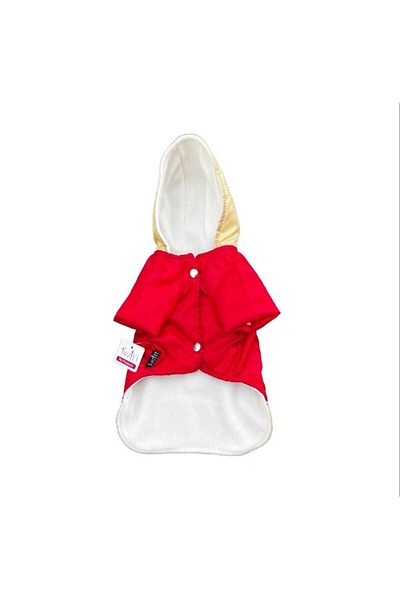 TarzPet Red Cream Color - Fleece Raincoat with Hood, Reflector and Lining