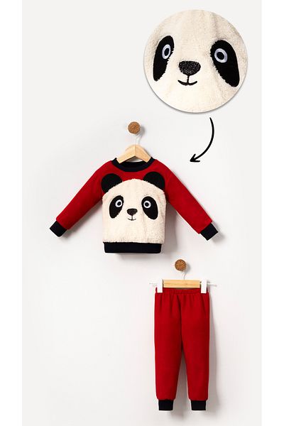 Bubito Red Panda Visual Baby and Kids Fleece Winter Suit Set