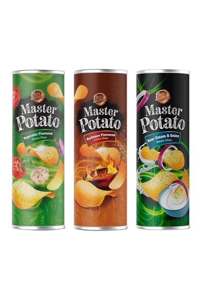 Master عبوة مختلطة مكونة من 3 قطع من رقائق البوتاتو - 160 جرام من الخضار والب...