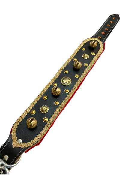 Sürmeli Tasma Wide Genuine Buffalo Leather - Kangal Dog Collar with 4 Bells