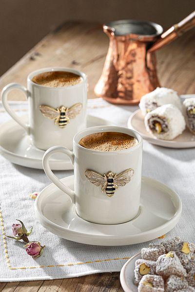 WERONY Ari Figured 2-piece Porcelain Coffee Cup Set - 4 Pieces, 100ml