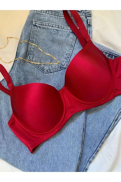 ROZENİN LINGERIE حمالة صدر C كوب فارغة بدون دعم مقاس كبير باللون الأحمر مخصصة للعام الجديد