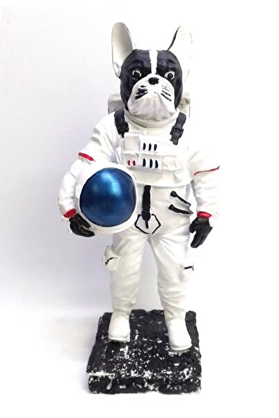 SNM Home Decoration - Dekoratif Beyaz Bulldog Köpek Astronot Büst Obje Biblo