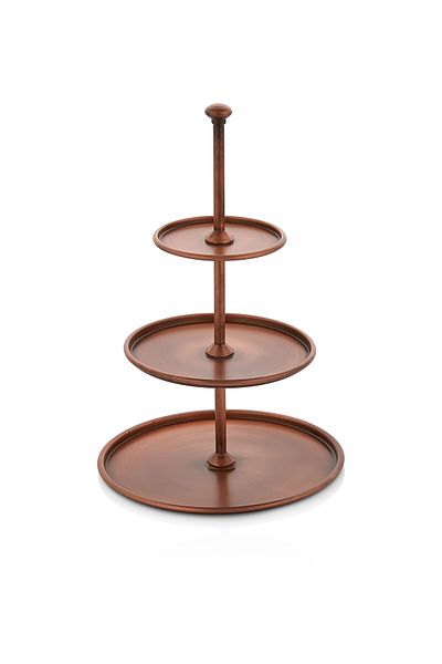 LUCKYHOMES Galvanized Copper Plated Decorative 3-Layer Snack Bowl, Sunshade Cookie Holder 17X28