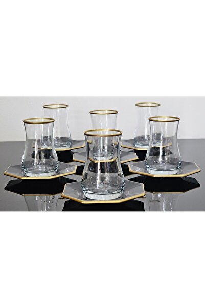 Barok Atlas Black 12-Piece Tea Set for 6 People