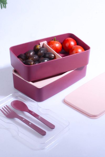 Rotanev 2 Tiers Microwave Compatible Food Storage Container Lunch Box Athlete Student School Workplace Lunch Box