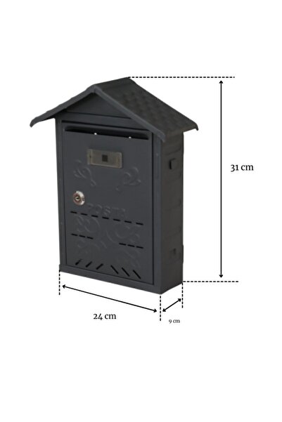 AKSAN 303 Çatılı Metal Posta Kutusu