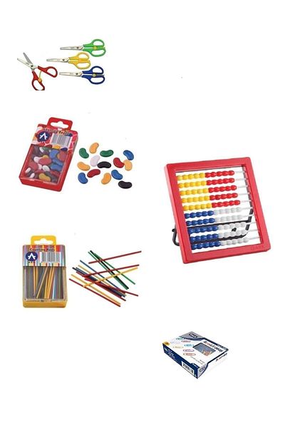 Brons Abacus Trim - Number Stick - Number Bean - Colored Paperclip - Scissors