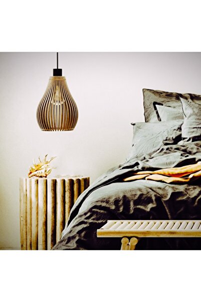 Ferisa Home Ahşap salon yatak odası armut model dustin avize sarkıt