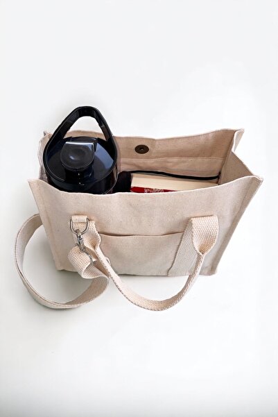 pintiorg Kanvas Mini Tote Çanta, Çapraz Askılı Omuz Ve El Çantası