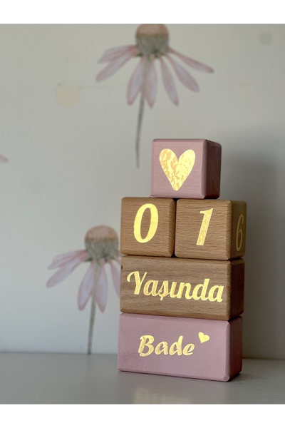 mogokids Pembe gold Anne bebek anı küpü isimli set Türkçe pudra pembesi