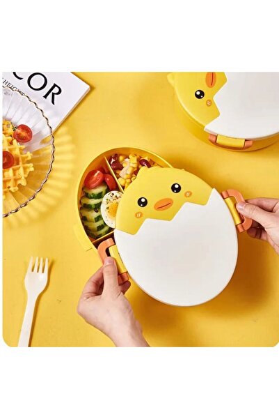 BF AKSESUAR Cute Children's Lunch Box with 3 Compartments - Chick Figure