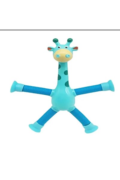Hediyepaneli Funyy Giraffe with Suction Cup Educational Telescopic Toy Blue C...