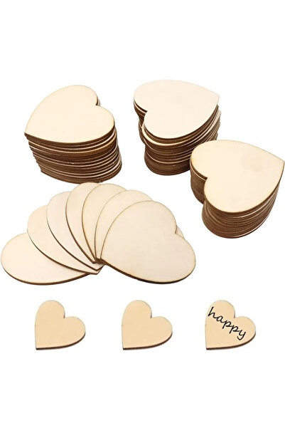 Bir Reklam Boyanabilir Ahşap Kalp 6 Cm 30 Adet