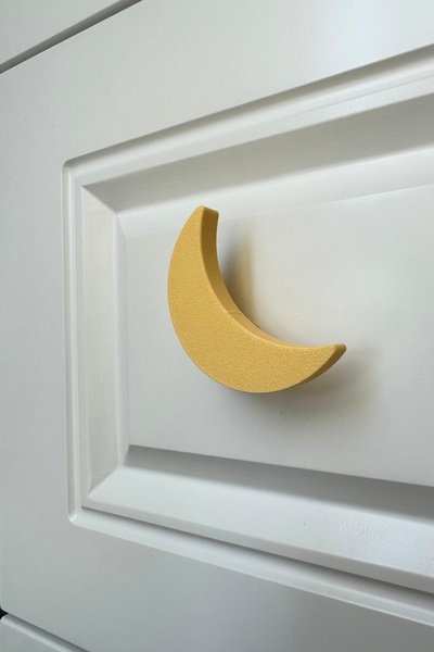 Pomerol Mâner pentru dulap Yellow Moon - Mâner de mobilier distractiv și durabil pentru camera copiilor, bucătărie și baie