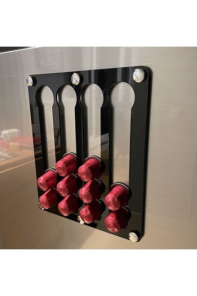 TREND Black Nespresso & Jacobs Compatible Capsule Coffee Stand (WITH MAGNET, 20 CAPSULES CAPACITY)