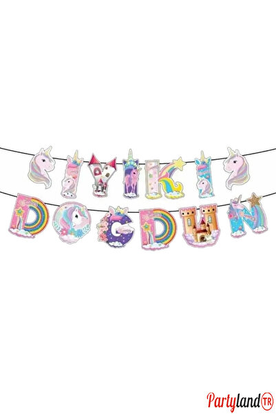 PartylandTR Unicorn Temalı İyi Ki Doğdun 3D Banner